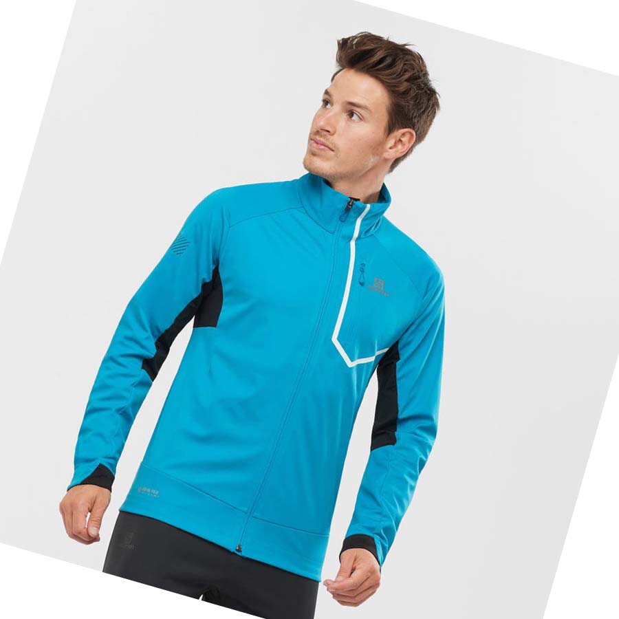 Salomon GORE-TEX INFINIUM™ WINDSTOPPER® PRO Kabát Férfi Fekete | HU 2365BEX